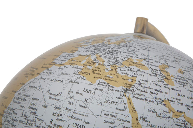 Mappamondo girevole con luce base in metallo per decorazione interni h 38 cm