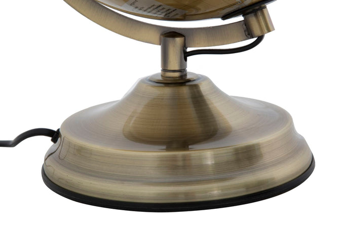Mappamondo girevole con luce base in metallo per decorazione interni h 38 cm