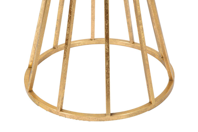 Tavolino porta telefono rotondo struttura in ferro color oro per interni