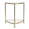 Comodino con 2 ripiani struttura in metallo color oro e vetro per interni