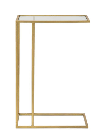 Tavolinetto da divano struttura in metallo color oro e vetro per interni