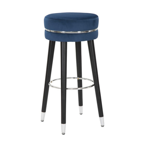 Sgabello da bar Paris in poliestere gambe in legno colore nero per interni