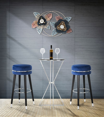Sgabello da bar "Paris" in poliestere gambe in legno colore nero per interni