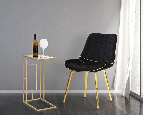 Sedia "Paris" in poliestere gambe in metallo color oro per interni