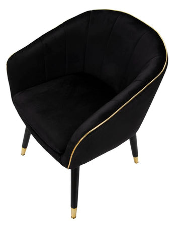 Poltrona "Paris" in poliestere gambe in metallo color nero e oro per interni