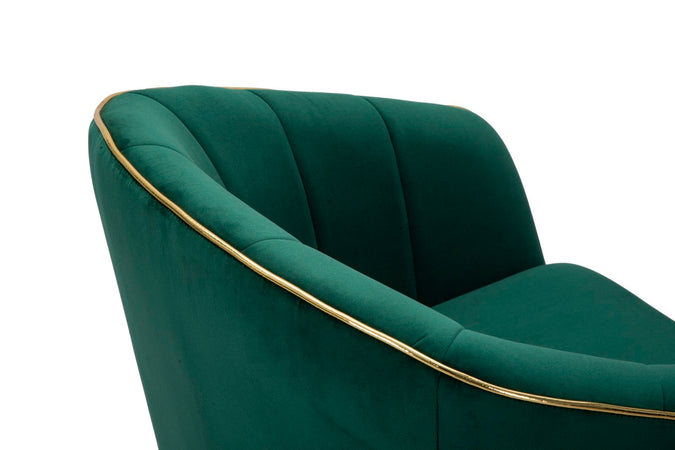 Poltrona "Paris" in poliestere gambe in metallo color nero e oro per interni