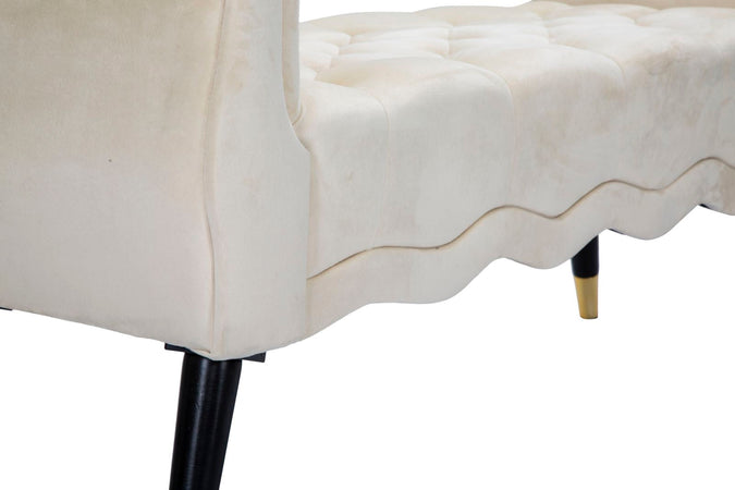 Panchetta "Paris" in poliestere gambe in legno colore nero per interni