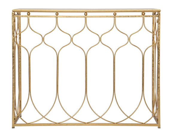 Console rettangolare struttura in metallo color oro per interni
