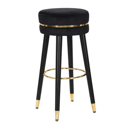Sgabello da bar "Paris" in poliestere gambe in legno colore nero per interni