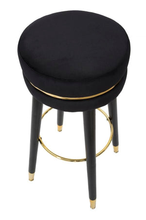 Sgabello da bar "Paris" in poliestere gambe in legno colore nero per interni