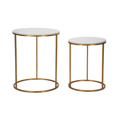 Tavolinetti coppia in metallo color oro per interni set da 2
