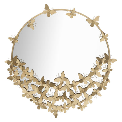 Specchio da parete new con farfalle in ferro color oro per bagni e camere da letto