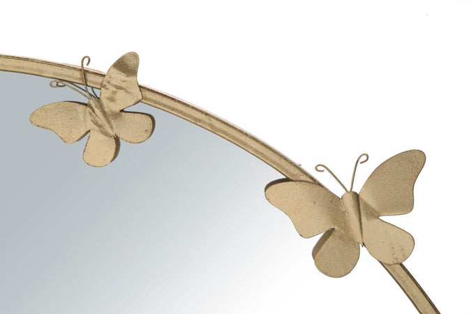 Specchio da parete new con farfalle in ferro color oro per bagni e camere da letto