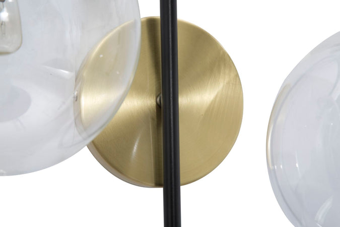 Lampada da muro struttura in metallo e vetro con 2 luci per interni