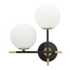Lampada da muro struttura in metallo colore nero e oro con 2 luci per interni