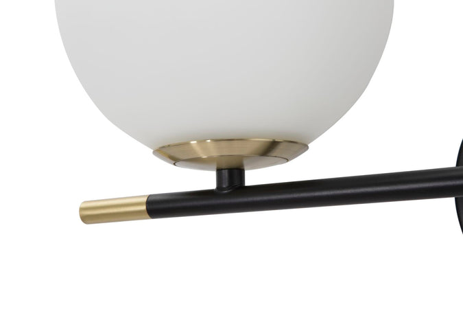 Lampada da muro struttura in metallo colore nero e oro con 2 luci per interni