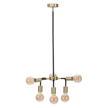 Lampadario "Darky" struttura in metallo color nero e oro con 6 luci per interni