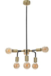 Lampadario Darky struttura in metallo color nero e oro con 6 luci per interni