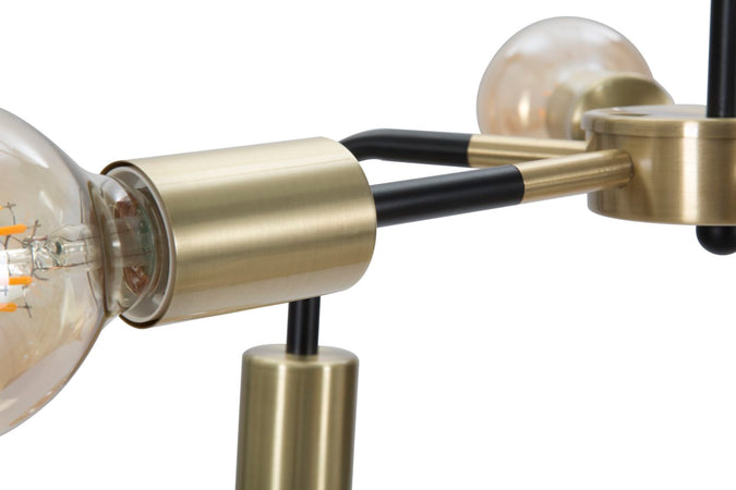 Lampadario "Darky" struttura in metallo color nero e oro con 6 luci per interni