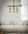Lampadario Darky struttura in metallo color nero e oro con 6 luci per interni