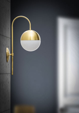 Lampada da muro struttura in metallo e vetro bianco per interni