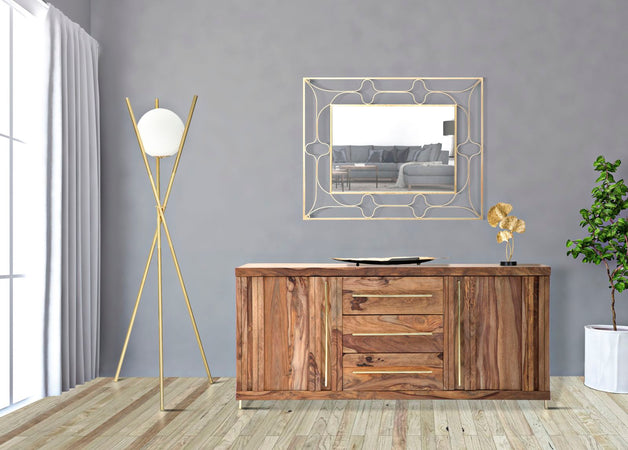 Lampada da terra "Glamy" struttura in metallo color oro e vetro per interni