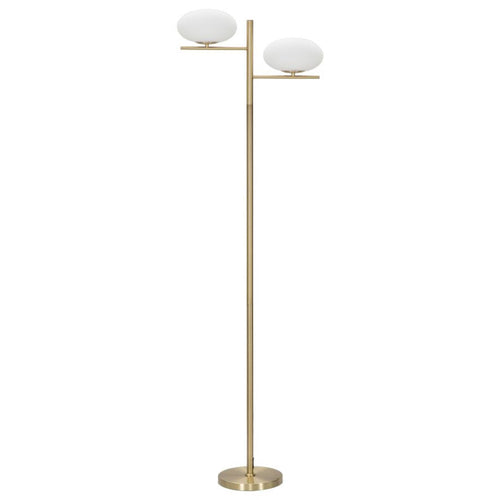 Lampada da terra Glamy ovale struttura in metallo color oro e vetro per interni