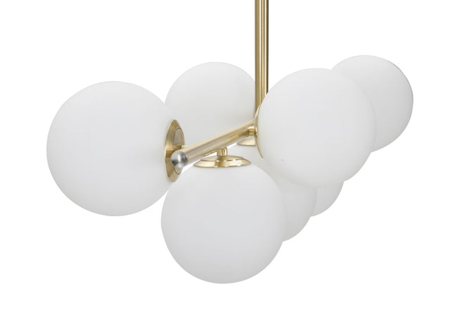 Lampadario "Glamy" struttura in metallo color oro e vetro per interni
