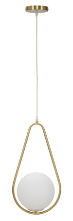Lampadario "Glamy" struttura in metallo color oro e vetro bianco per interni