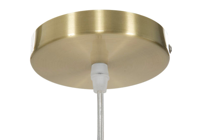 Lampadario "Glamy" struttura in metallo color oro e vetro bianco per interni