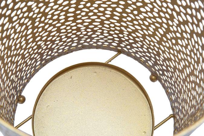 Porta ombrelli rotondo struttura in ferro color oro con motivi decorativi