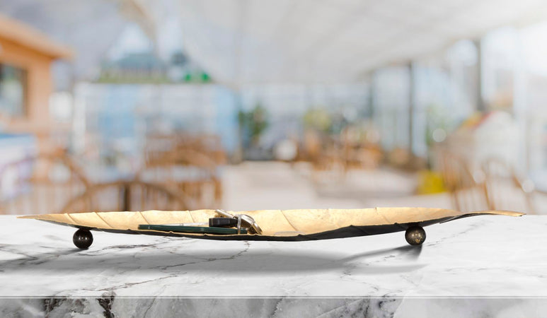 Svuota tasche foglia long in metallo colore oro per interni