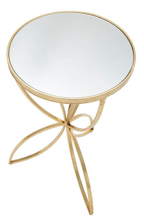 Tavolinetto "Butterfly" struttura in metallo color oro ripiano in vetro per interni