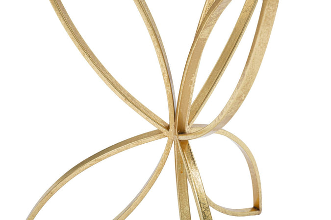 Tavolinetto "Butterfly" struttura in metallo color oro ripiano in vetro per interni