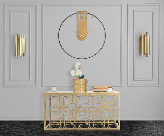 Orologio da parete in ferro color oro e nero per salotto e cucina