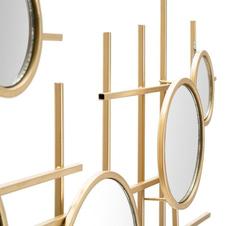 Specchio decorativo da parete in ferro color oro per salotti e camere da letto