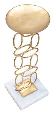 Porta candela "Bubbles" struttura in metallo color oro e marmo per interni