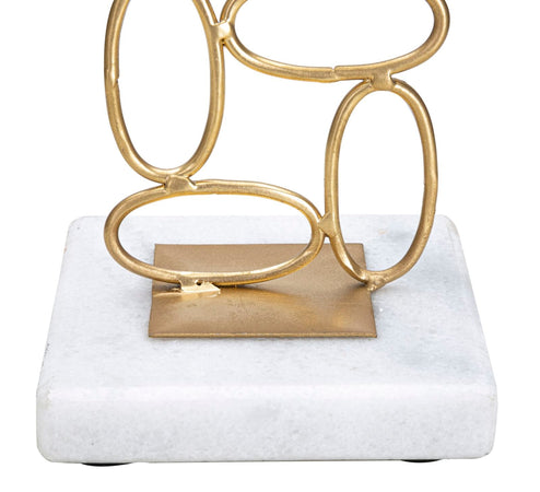 Porta candela "Bubbles" struttura in metallo color oro e marmo per interni