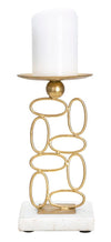Porta candela Bubbles struttura in metallo color oro e marmo per interni