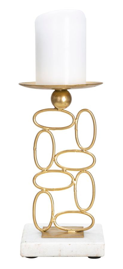 Porta candela Bubbles struttura in metallo color oro e marmo per interni