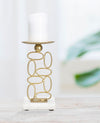Porta candela Bubbles struttura in metallo color oro e marmo per interni