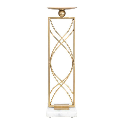 Porta candela Exy struttura in metallo color oro e marmo per interni