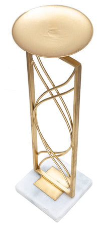 Porta candela "Exy" struttura in metallo color oro e marmo per interni