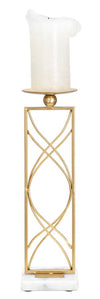 Porta candela Exy struttura in metallo color oro e marmo per interni