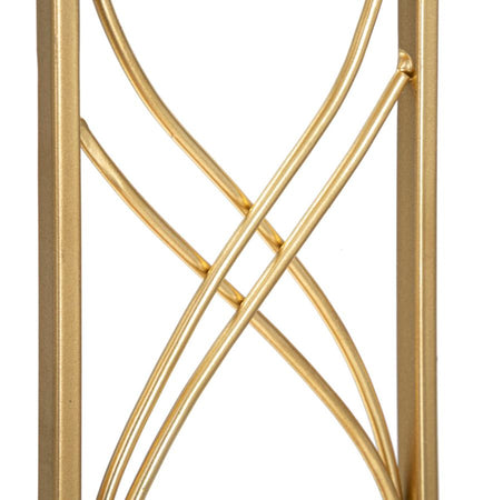 Porta candela "Exy" struttura in metallo color oro e marmo per interni
