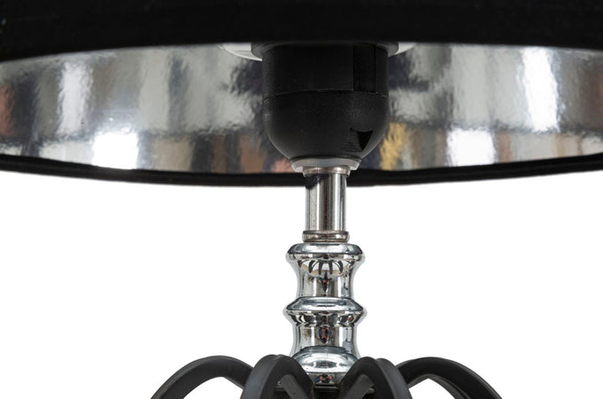 Lampada da tavolo in metallo e tessuto colore nero per interni