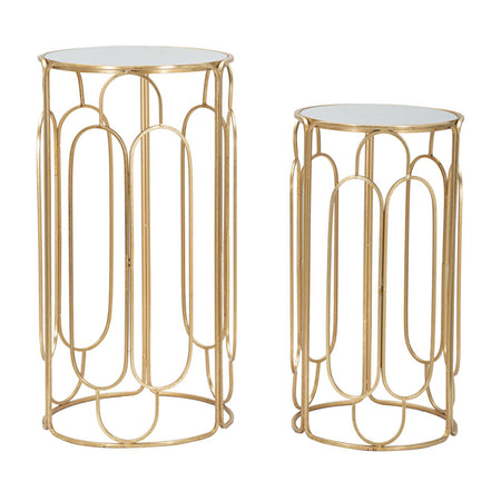 Tavolinetti "Arty" coppia in metallo color oro ripiano in vetro per interni set da 2