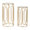 Tavolinetti Arty coppia in metallo color oro ripiano in vetro per interni set da 2
