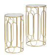 Tavolinetti Arty coppia in metallo color oro ripiano in vetro per interni set da 2