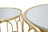 Tavolinetti Arty coppia in metallo color oro ripiano in vetro per interni set da 2